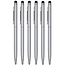 6 Stuks - Touch Pen - 2 in 1 Stylus Pen voor smartphone en tablet - Metaal - Zilver