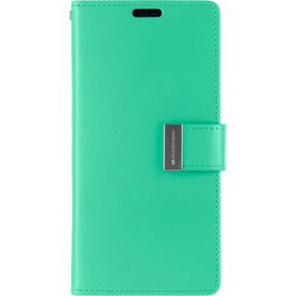 Mercury Goospery Samsung Galaxy Note 20 Hoesje - Goospery Rich Diary Case - Hoesje met Pasjeshouder - Turquoise