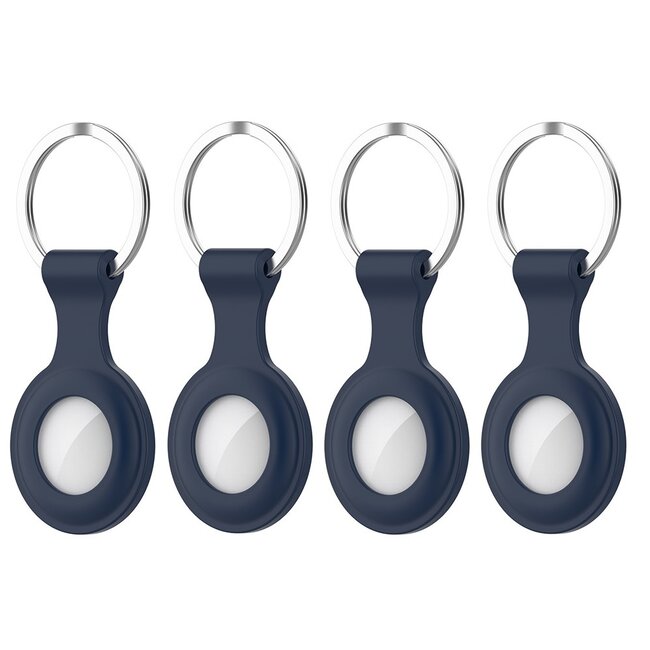 4-Pack Apple Airtag-sleutelhanger - Siliconen AirTag Hoesje - AirTag Apple Case - Donker Blauw