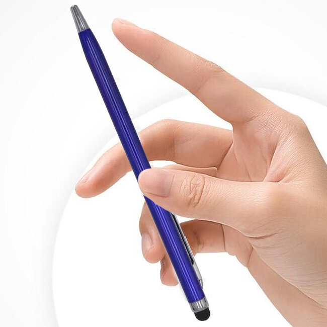 3 Stuks - Touch Pen - 2 in 1 Stylus Pen voor smartphone en tablet - Metaal - Blauw