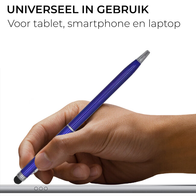 6 Stuks - Touch Pen - 2 in 1 Stylus Pen voor smartphone en tablet - Metaal - Blauw