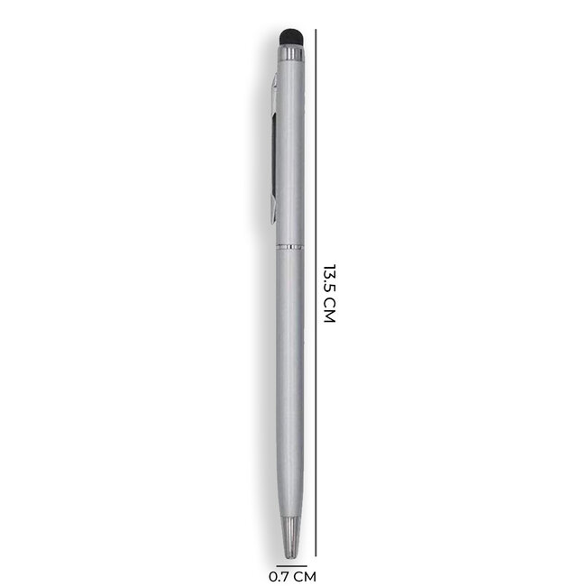 6 Stuks - Touch Pen - 2 in 1 Stylus Pen voor smartphone en tablet - Metaal - Zilver