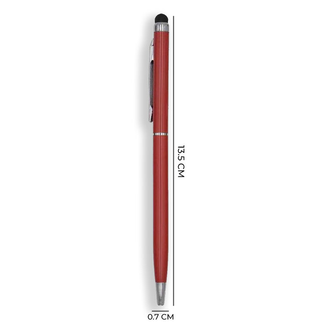 6 Stuks - Touch Pen - 2 in 1 Stylus Pen voor smartphone en tablet - Metaal - Rood