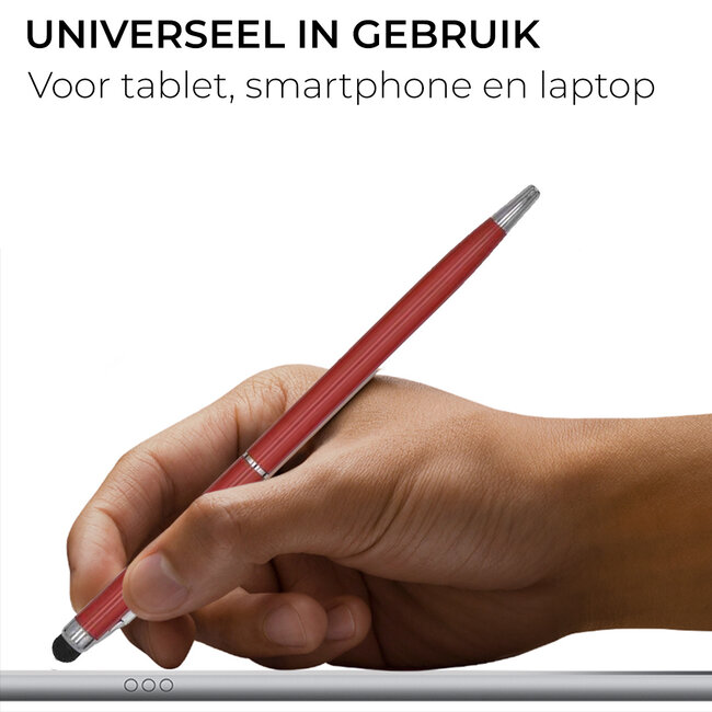 6 Stuks - Touch Pen - 2 in 1 Stylus Pen voor smartphone en tablet - Metaal - Rood