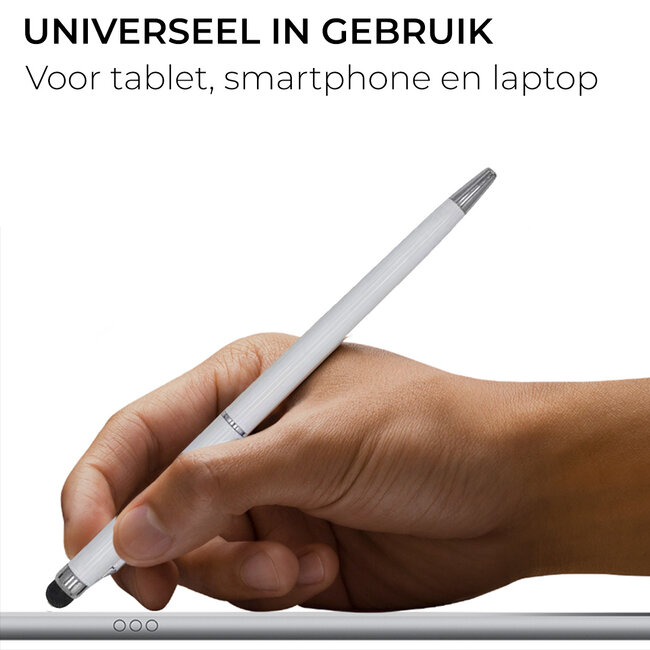 6 Stuks - Touch Pen - 2 in 1 Stylus Pen voor smartphone en tablet - Metaal - Wit