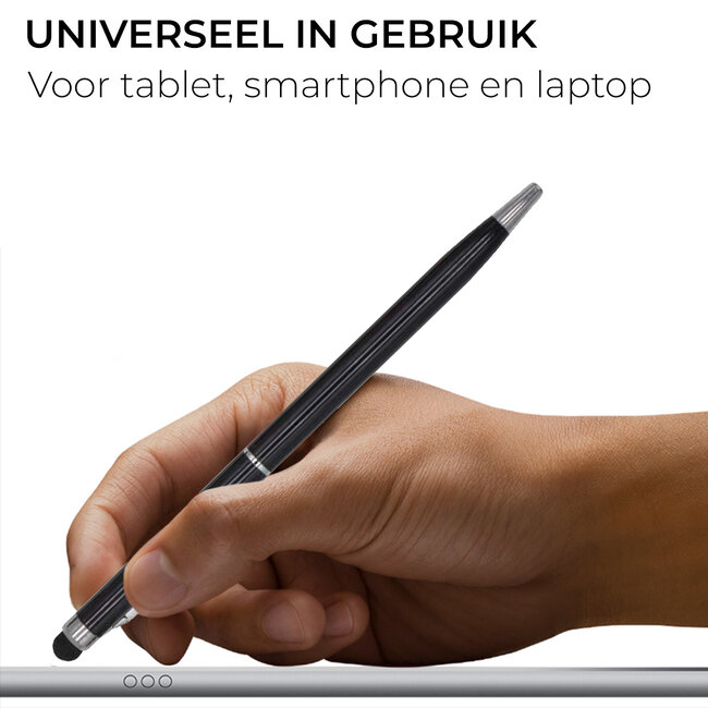3 Stuks - Touch Pen - 2 in 1 Stylus Pen voor smartphone en tablet - Metaal - Zwart