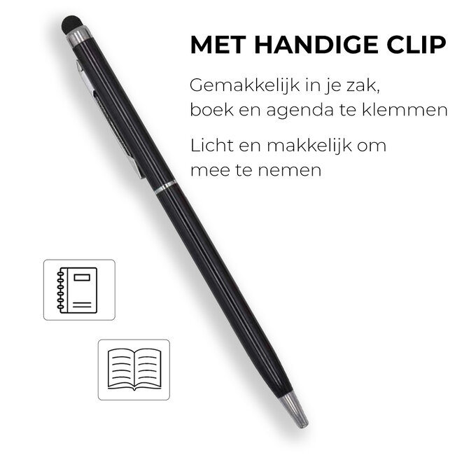 6 Stuks - Touch Pen - 2 in 1 Stylus Pen voor smartphone en tablet - Metaal - Zwart