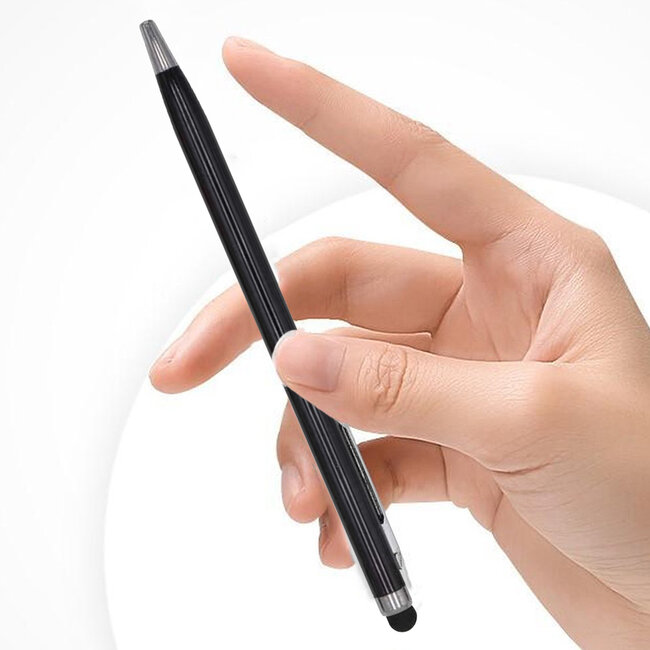6 Stuks - Touch Pen - 2 in 1 Stylus Pen voor smartphone en tablet - Metaal - Zwart