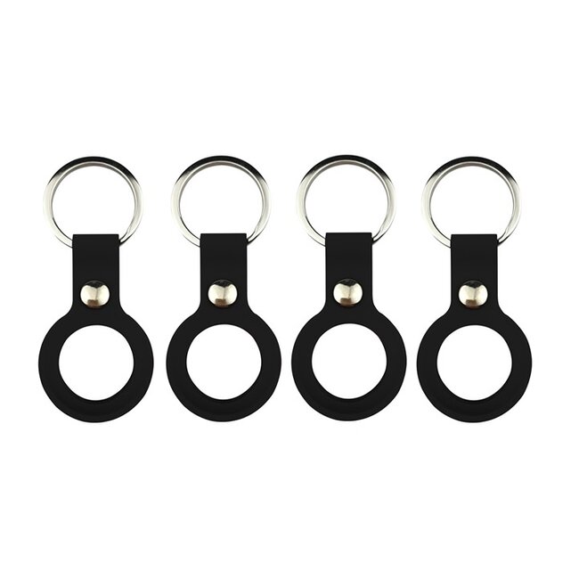 4-Pack Apple Airtag-sleutelhanger - Siliconen AirTag Hoesje - AirTag Apple Case - Met Keychain - Zwart