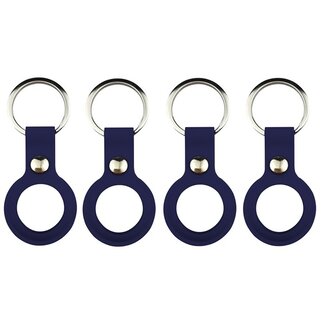 Case2go 4-Pack Apple Airtag-sleutelhanger - Siliconen AirTag Hoesje - AirTag Apple Case - Met Keychain - Donker Blauw