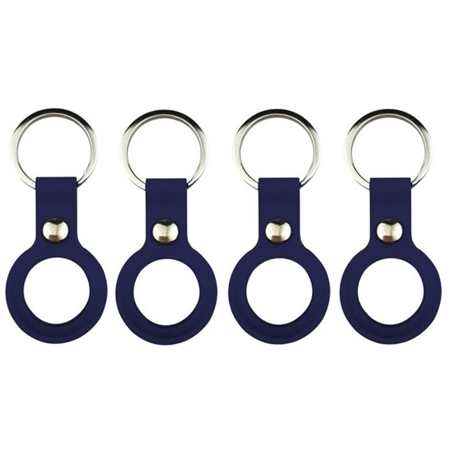 4-Pack Apple Airtag-sleutelhanger - Siliconen AirTag Hoesje - AirTag Apple Case - Met Keychain - Donker Blauw