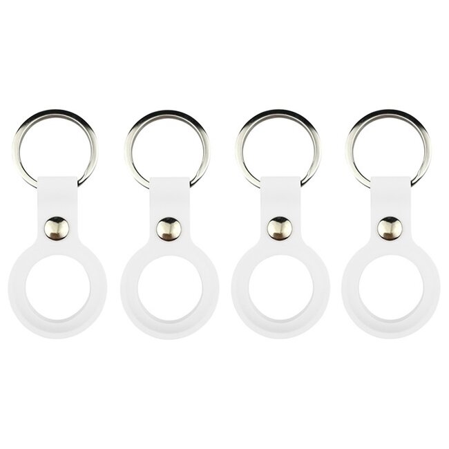 4-Pack Apple Airtag-sleutelhanger - Siliconen AirTag Hoesje - AirTag Apple Case - Met Keychain - Wit