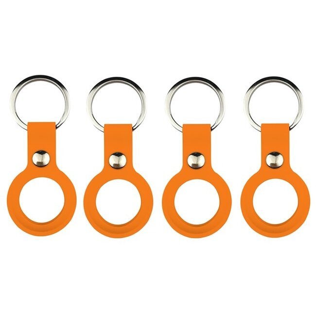 4-Pack Apple Airtag-sleutelhanger - Siliconen AirTag Hoesje - AirTag Apple Case - Met Keychain - Oranje