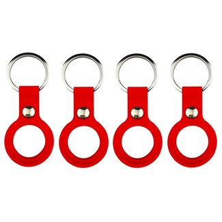 Case2go 4-Pack Apple Airtag-sleutelhanger - Siliconen AirTag Hoesje - AirTag Apple Case - Met Keychain - Rood