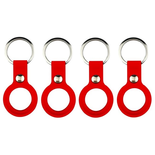 4-Pack Apple Airtag-sleutelhanger - Siliconen AirTag Hoesje - AirTag Apple Case - Met Keychain - Rood