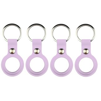 Case2go 4-Pack Apple Airtag-sleutelhanger - Siliconen AirTag Hoesje - AirTag Apple Case - Met Keychain - Paars