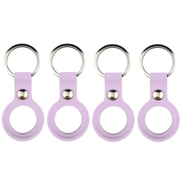 4-Pack Apple Airtag-sleutelhanger - Siliconen AirTag Hoesje - AirTag Apple Case - Met Keychain - Paars