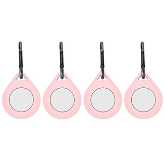 Case2go 4-Pack AirTag-Sleutelhanger - Siliconen Apple AirTag Hoesje met Karabijnhaak - Roze