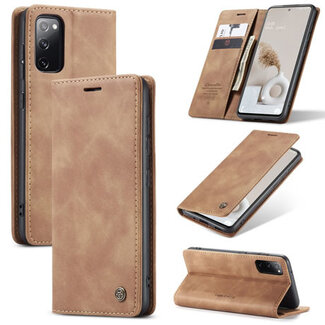 CaseMe CaseMe - Samsung Galaxy S20 FE Hoesje - Wallet Book Case - Magneetsluiting - Licht Bruin