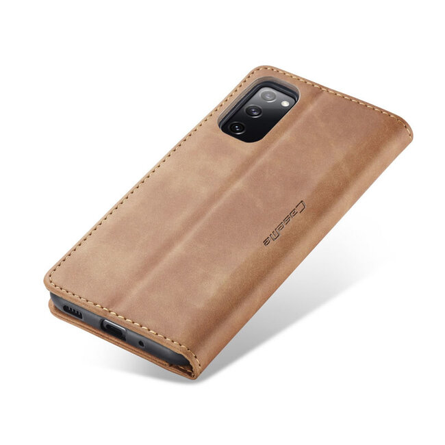 CaseMe - Samsung Galaxy S20 FE Hoesje - Wallet Book Case - Magneetsluiting - Licht Bruin