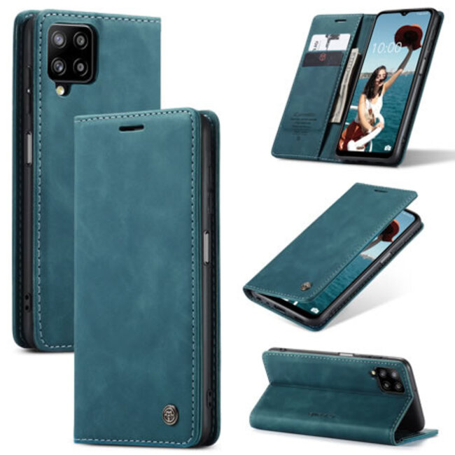 CaseMe - Samsung Galaxy A12 Hoesje - Wallet Book Case - Magneetsluiting -Blauw