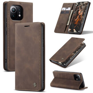 CaseMe CaseMe - Xiaomi Mi 11 Hoesje - Wallet Book Case - Magneetsluiting - Donker Bruin