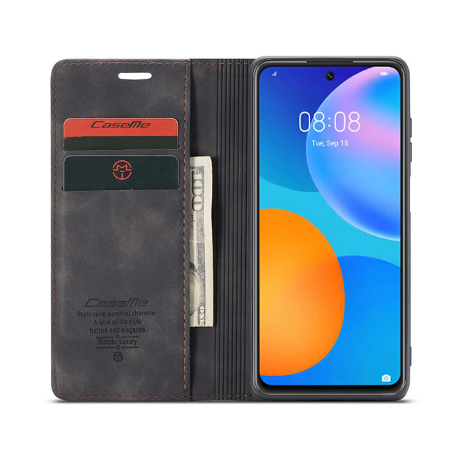 CaseMe - Huawei P Smart 2021 Hoesje - Wallet Book Case - Magneetsluiting - Zwart