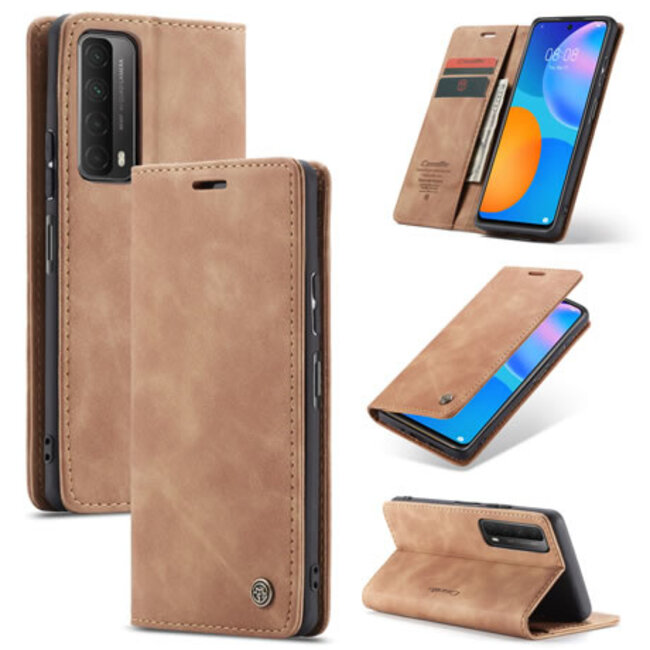 CaseMe - Huawei P Smart 2021 Hoesje - Wallet Book Case - Magneetsluiting - Licht bruin