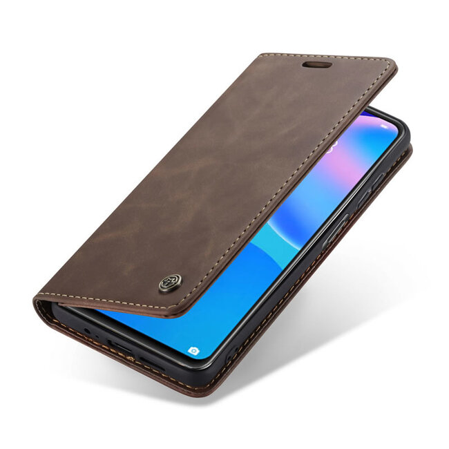 CaseMe - Huawei P Smart 2021 Hoesje - Wallet Book Case - Magneetsluiting - Donker Bruin