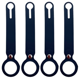 Case2go 4-Pack AirTag Siliconen Sleutelhanger - Apple AirTag Hanger - AirTag Hoesje - Donker Blauw