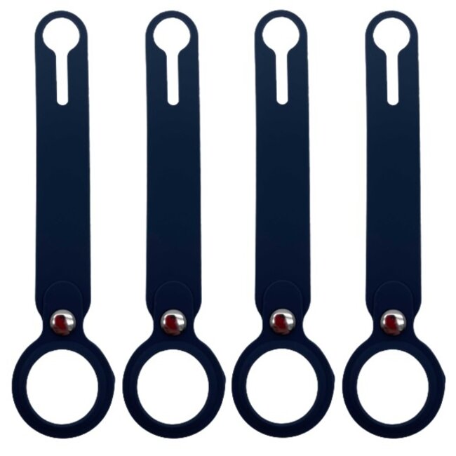 4-Pack AirTag Siliconen Sleutelhanger - Apple AirTag Hanger - AirTag Hoesje - Donker Blauw