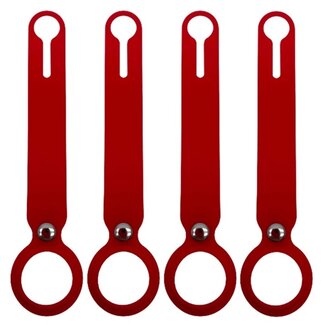 Case2go 4-Pack AirTag Siliconen Sleutelhanger - Apple AirTag Hanger - AirTag Hoesje - Rood