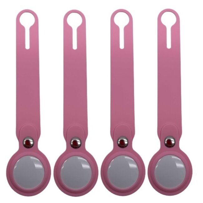 4-Pack AirTag Siliconen Sleutelhanger - Apple AirTag Hanger - AirTag Hoesje - Roze