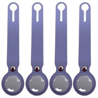 Case2go 4-Pack AirTag Siliconen Sleutelhanger - Apple AirTag Hanger - AirTag Hoesje - Paars