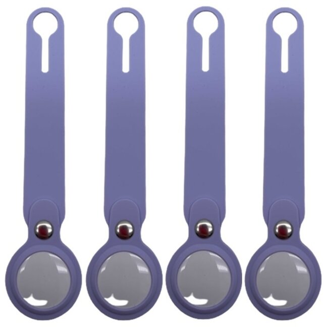 4-Pack AirTag Siliconen Sleutelhanger - Apple AirTag Hanger - AirTag Hoesje - Paars