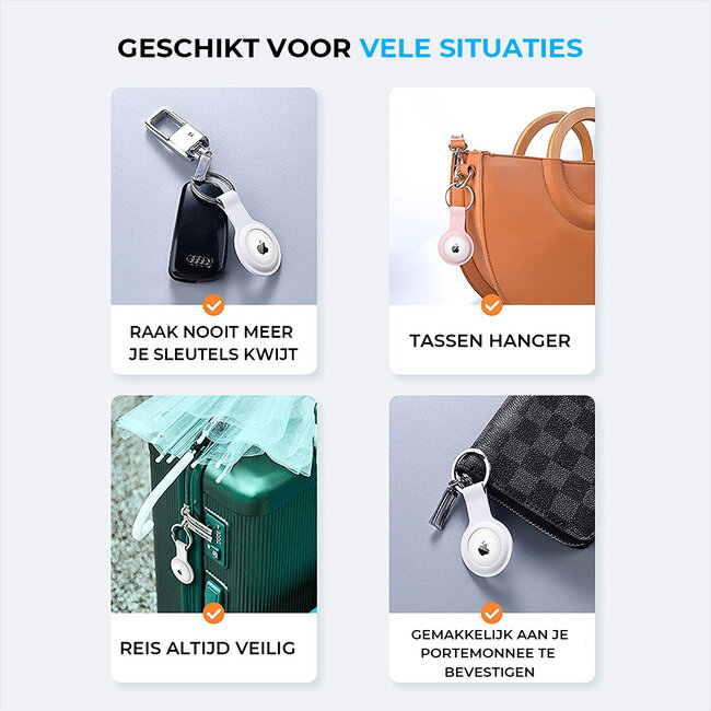 4-Pack Apple Airtag-sleutelhanger - Siliconen AirTag Hoesje - AirTag hanger - Geel