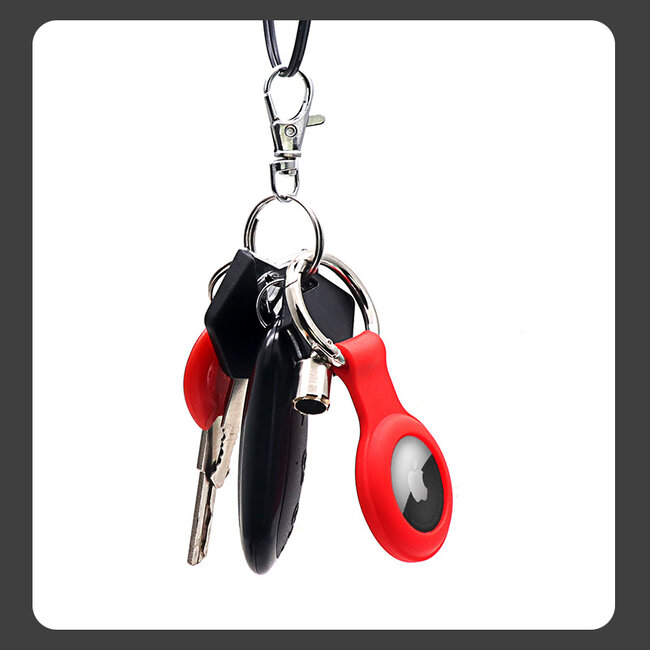 Apple Airtag-sleutelhanger - Siliconen AirTag Hoesje - AirTag hanger - Donker Rood