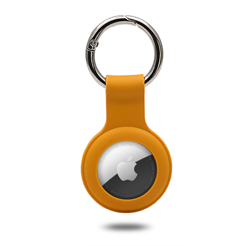 Apple Airtag-sleutelhanger - Siliconen AirTag Hoesje - AirTag hanger - Geel afbeelding