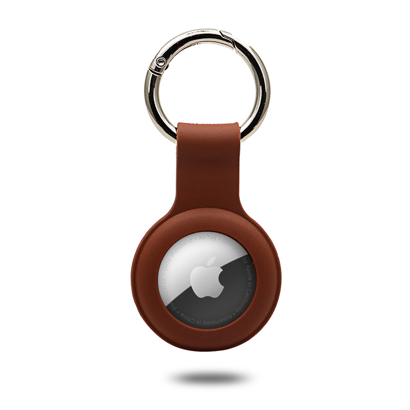 Apple Airtag-sleutelhanger - Siliconen AirTag Hoesje - AirTag hanger - Bruin afbeelding