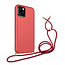 Hoesje Met Koord voor Apple iPhone 12 Pro Max - TPU Case - Siliconen Back Cover - Rood