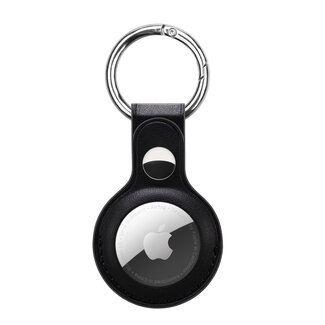 Case2go Apple Airtag-sleutelhanger - PU Leren AirTag Hanger - AirTag Apple Hoesje - Zwart