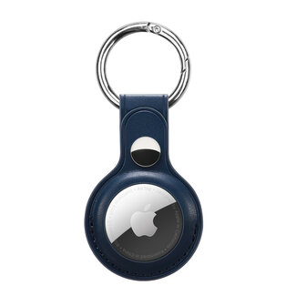 Case2go Apple Airtag-sleutelhanger - PU Leren AirTag Hanger - AirTag Apple Hoesje - Donker Blauw
