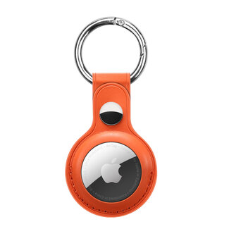 Case2go Apple Airtag-sleutelhanger - PU Leren AirTag Hanger - AirTag Apple Hoesje - Oranje