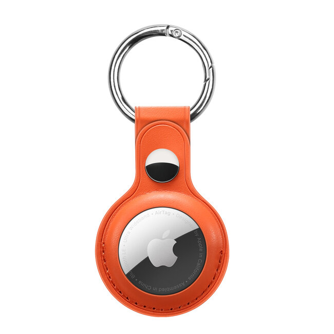 Apple Airtag-sleutelhanger - PU Leren AirTag Hanger - AirTag Apple Hoesje - Oranje