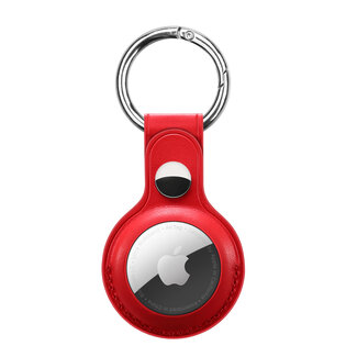 Case2go Apple Airtag-sleutelhanger - PU Leren AirTag Hanger - AirTag Apple Hoesje - Rood