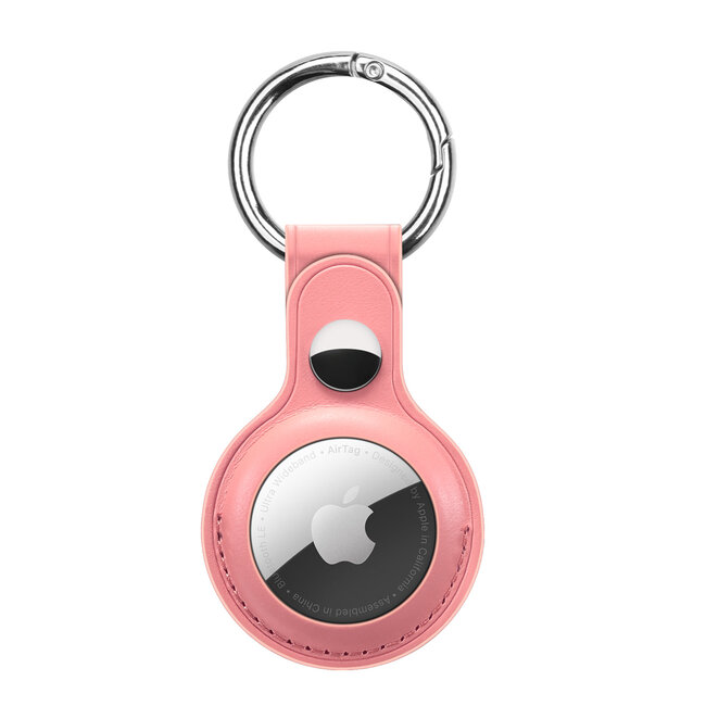 Apple Airtag-sleutelhanger - PU Leren AirTag Hanger - AirTag Apple Hoesje - Roze