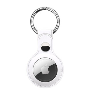 Case2go Apple Airtag-sleutelhanger - PU Leren AirTag Hanger - AirTag Apple Hoesje - Wit