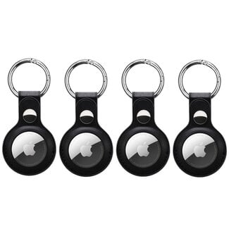 Case2go 4-Pack Apple Airtag-sleutelhanger - PU Leren AirTag Hanger - AirTag Apple Hoesje - Zwart