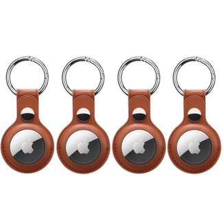 Case2go 4-Pack Apple Airtag-sleutelhanger - PU Leren AirTag Hanger - AirTag Apple Hoesje - Bruin