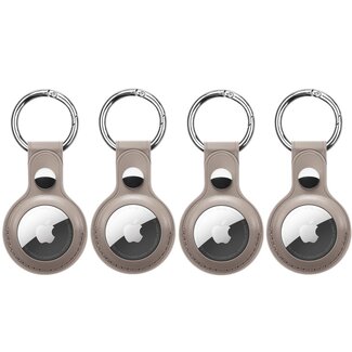 Case2go 4-Pack Apple Airtag-sleutelhanger - PU Leren AirTag Hanger - AirTag Apple Hoesje - Grijs